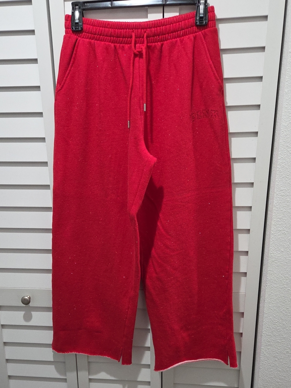 PINK Victoria's Secret Red Campus Oversized Wide Leg Sweatpants Size Medium